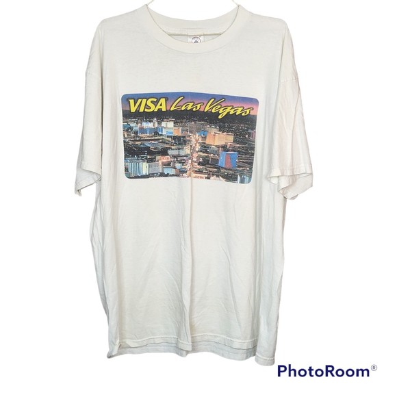 Vintage Visa Las Vegas Credit Card Retro Crewneck Tee Size XL - Picture 1 of 5
